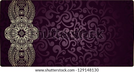 Luxury  card, visiting, wedding  card, golden lace design elements