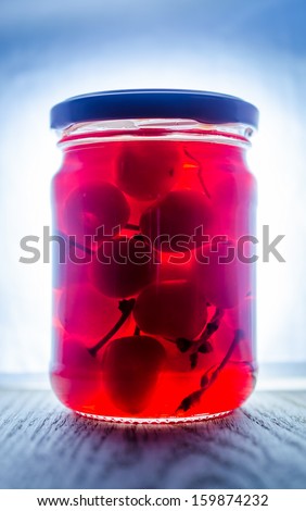 Canned maraschino cherry