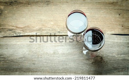 Two Glasses of Red Wine. The Top View