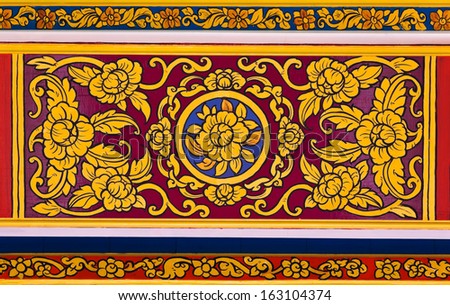 BANGKOK ,THAILAND - MARCH 16 : Ancient Thai floral painting on temple ceiling at Wat Ratcha Orasaram on March 16, 2012 in Bangkok, Thailand.