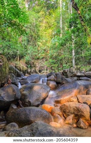Evergreen forest waterfall in Chanthaburi, Thailand