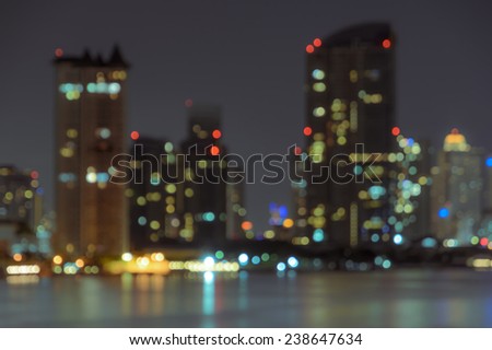 Bangkok city skyline at night, Thailand - Blurred bokeh background