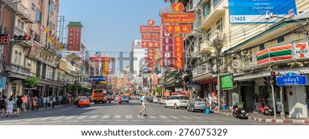 BANGKOK, THAILAND - JANUARY 1: Yaowarat Road, the main street in Chinatown on January 1, 2015 in Bangkok, Thailand. Yaowarat Road was opened in 1891 in the reign of King Rama V.