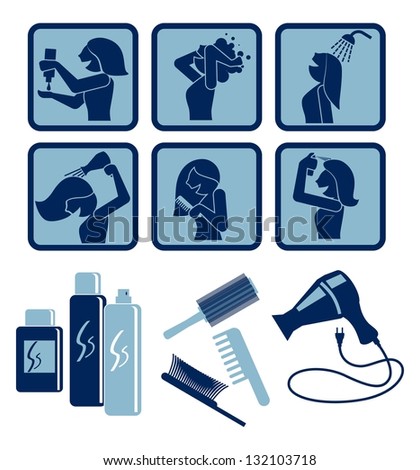 Hair care - set of vector icons