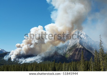 Large smoke plume from forest fire