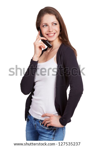 Pretty girl talking to someone on the phone