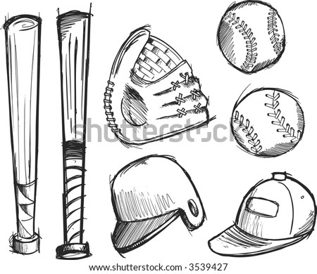 Sketchy Baseball Elements Vector Illustration