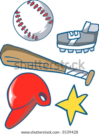 Cute Baseball Set Vector Illustration