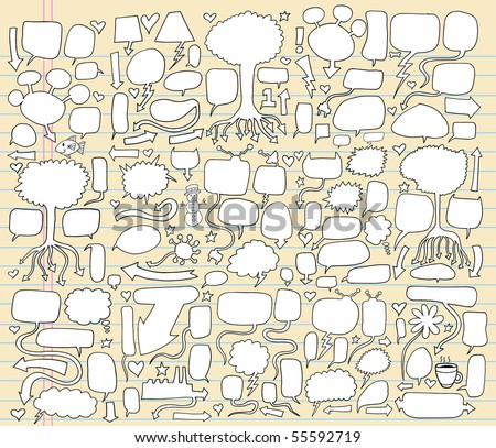 MEGA Giant Notebook Doodle Speech Bubble Vector Illustration Set