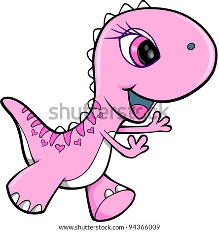 Cute Girl Pink Dinosaur Animal Vector Illustration Art - 94366009 ...