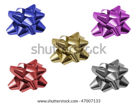 gift ornament star isolated with clipping path over white background in different colors