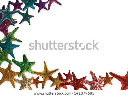 Full spectrum of starfish isolated on a white background in a wave design