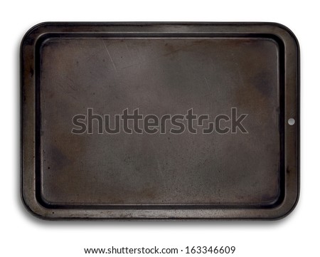 Top view of a used baking tray isolated on white for use in layouts and illustrations Сток-фото © 