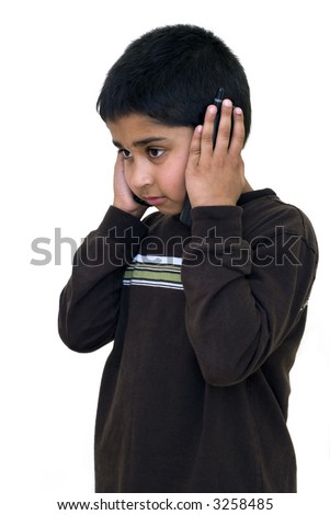 Multi tasking Series - A kid holding 2 phones and talking to it