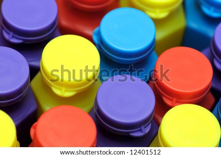 Closeup picture of multi colored bubble bottles