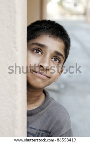 A Handsome Young Indian Boy Smiling Outdoors Stock Photo 86558419 ...