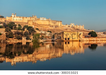 Famous Rajasthan indian landmark - Amer (Amber) fort, Jaipur, Rajasthan, India