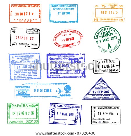 Passport Stamps Stock Vector Illustration 87328430 : Shutterstock