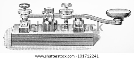 Vintage Drawing Of A 1867 Morse Code Key Pad - Picture From Meyers ...