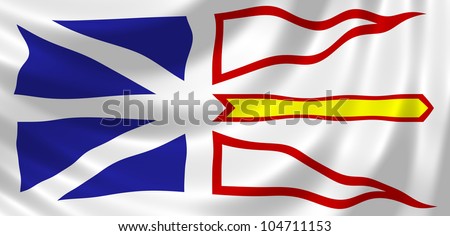 Flag Of Canadian Newfoundland And Labrador Province Waving In The Wind ...