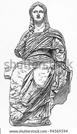 Drawing Of Demeter Old Statue, Goddess Of Earth, Agriculture And ...
