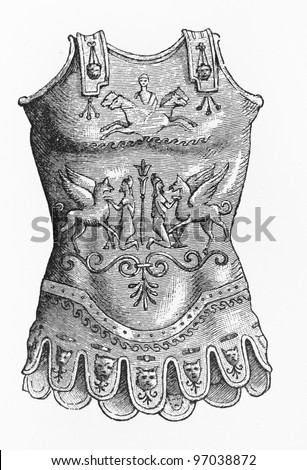 Roman breast plate armor - Picture from Meyers Lexicon books collection (written in German language ) published in 1909 , Germany.