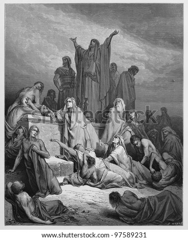 The Plague of Jerusalem - Picture from The Holy Scriptures, Old and New Testaments books collection published in 1885, Stuttgart-Germany. Drawings by Gustave Dore.