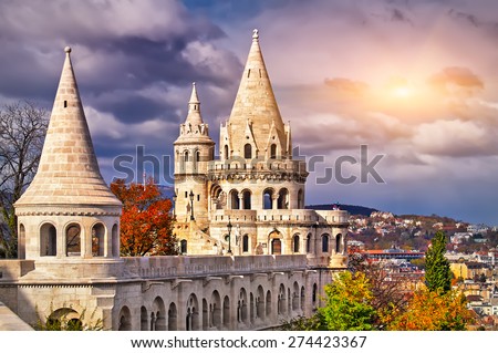 Fishermen\'s Bastion in Budapest in the sunset