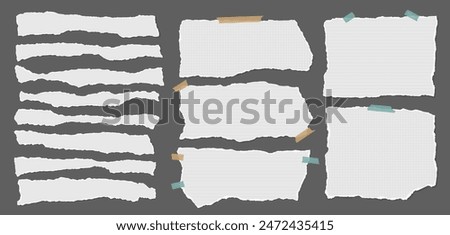 Set of torn white note paper pieces are on brown background for text, notes or ad.