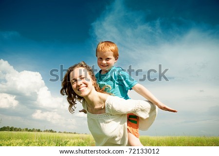 Mother and Son Having Fun