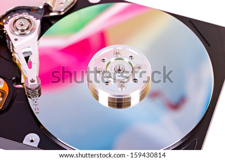 Hard drive colorful mirror surface with reading writing head