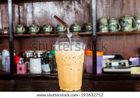 Iced coffee in takeaway cup