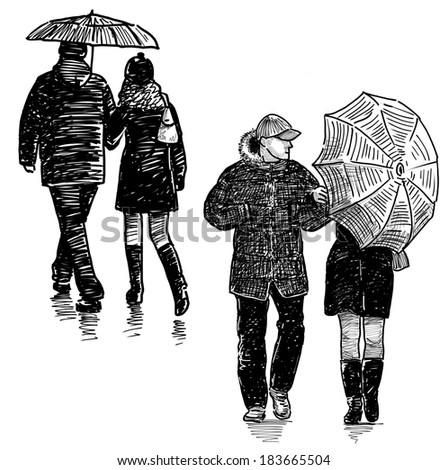 couples in the rain
