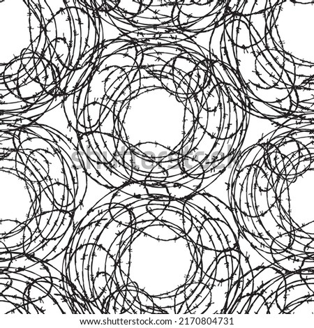 Seamless background from drawn tangled barbed wire in round hanks Stock fotó © 