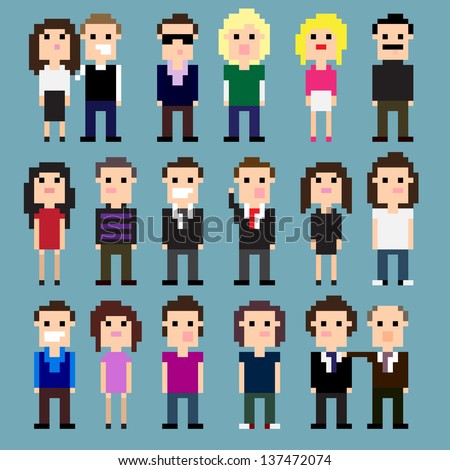 Set Of Pixel Art People Icons, Vector Illustration - 137472074 ...