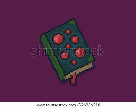 Pixel art 8-bit magic spellbook