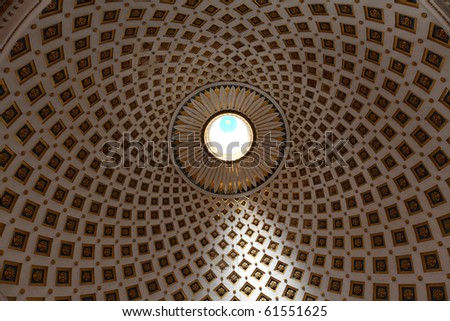 Roof of the famous Mosta dome showing the intricate geometric patterns