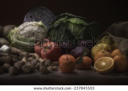 Winter vegetables photographed like a painting