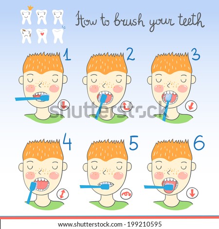 Instructions On How To Brush Your Teeth For Kids With Boy With ...
