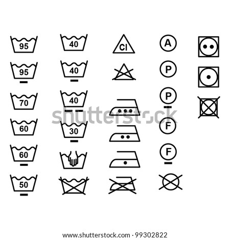 The symbols for the care of clothing