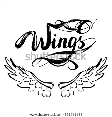 Angel Wings Vector, Lettering, Drawing - 539769685 : Shutterstock