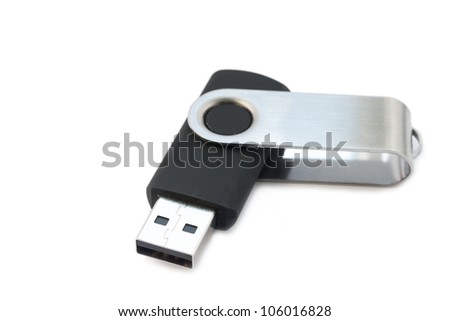Portable flash drive memory on a white background.