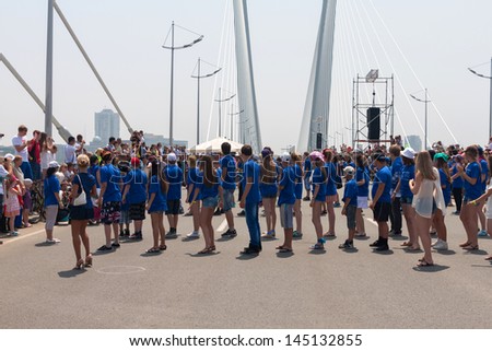 VLADIVOSTOK, RUSSIA - JULY 7: dance Flash mob on the \