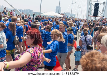 VLADIVOSTOK, RUSSIA - JULY 7: dance Flash mob on the 