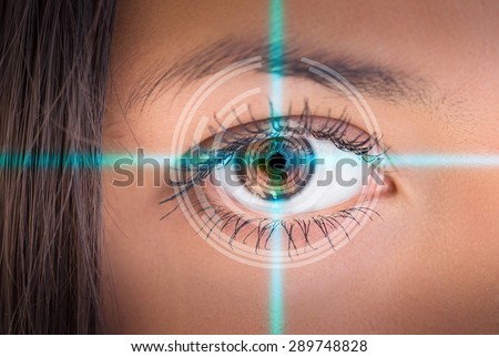 Eye viewing digital information. Conceptual image.