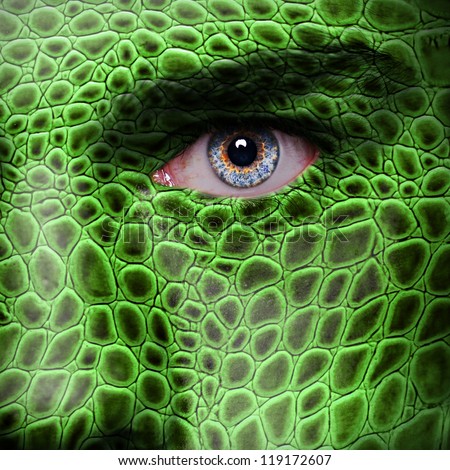 Lizard skin pattern on man face
