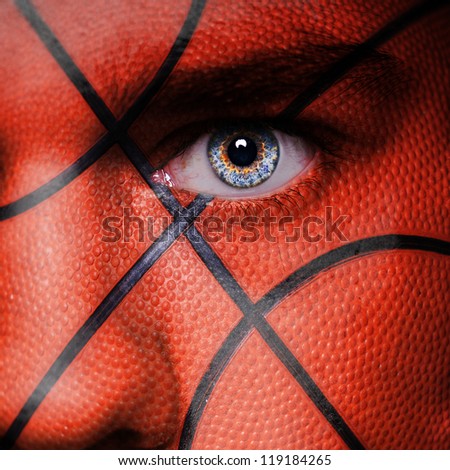 Basketball pattern on angry man face