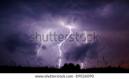 Heavy thunderstorm in central Poland.
