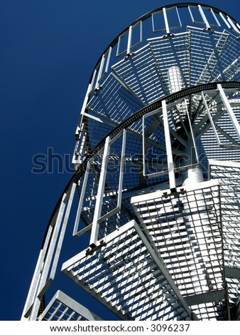 stairway to heaven - outdoor stairway leading into deep blue sky