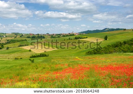 Similar – Image, Stock Photo Landscape on the Tortona hills at springtime.